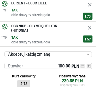 Kupon double Ligue 1, 27 sierpnia TOTALbet