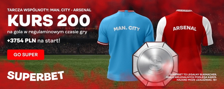 Manchester City - Arsenal kurs 200,00 Superbet duży banner