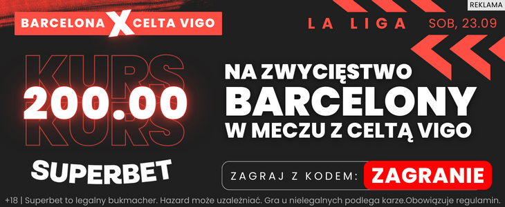 Bonus 400 PLN za zwycięstwo Barcelony baner