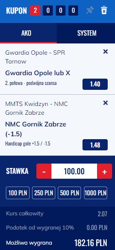 Etoto, double, kupon, piłka ręczna, ORLEN Superliga mężczyzn, Gwardia Opole vs. Unia Tarnów, MMTS Kwidzyn vs. Górnik Zabrze, 3. seria gier