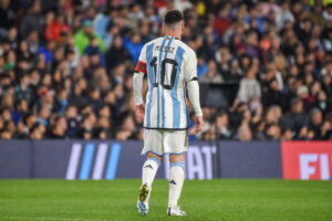 Leo Messi podczas meczu reprezentacji