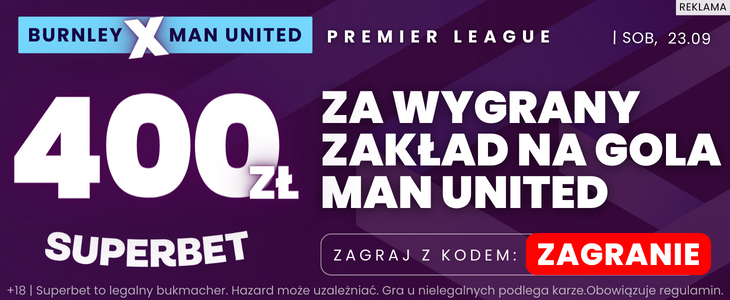 baner promo Burnley - Manchester United Superbet