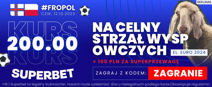 Wyspy Owcze - Polska superbet kurs 200,00 duży banner