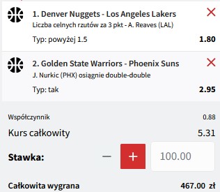 Kupon NBA w dniu 24.10