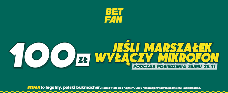 Promocja 100 PLN BETFAN Marszałek Sejmu banner