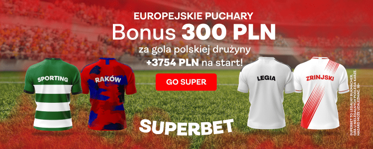 Superbet bonus 300 Legia i Raków banner