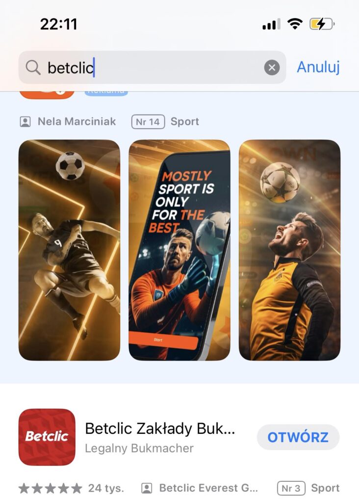 Aplikacja Betclic iOS