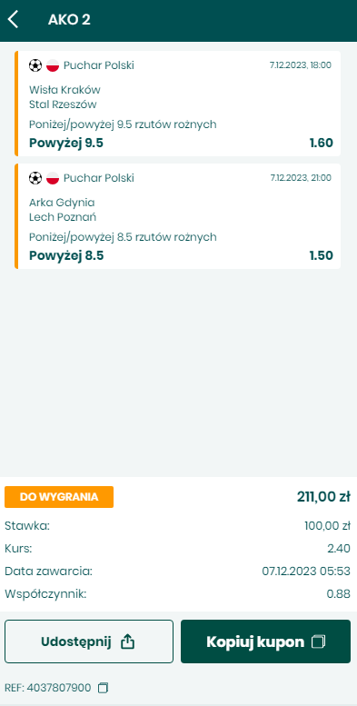 Puchar Polski BETFAN 07.12.