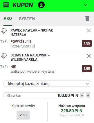 Totalbet, kupon, double, Michał Materla, XTB KSW 89, Pawlak vs Materla, Bartosiński vs Parnasse, Gliwice, PreZero Arena Gliwice