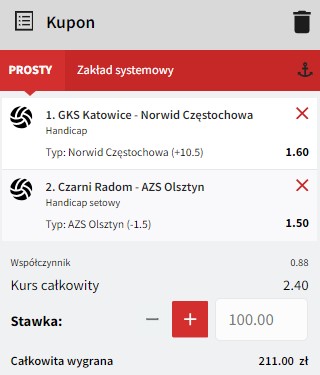 Czarni Radom - AZS Olsztyn, GKS Katowice - KS Norwid Częstochowa, PlusLiga, 9. kolejka sezonu 2023/2024, kupon, double, Fuksiarz