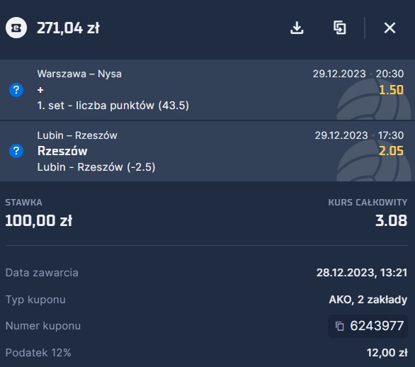 Projekt Warszawa - PSG Stal Nysa, Cuprum Lubin - Asseco Resovia Rzeszów, typy, kursy, double, STS, PlusLiga
