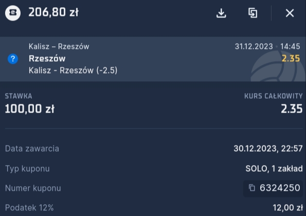 STS, double, kupon, Energa MKS Kalisz vs PGE Rysice Rzeszów, TauronLiga