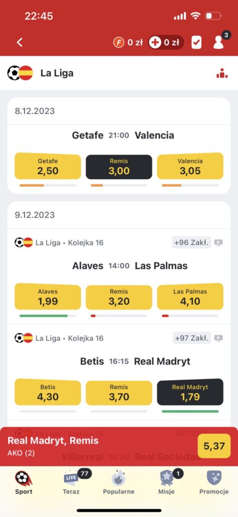 Typowanie w aplikacji Betclic