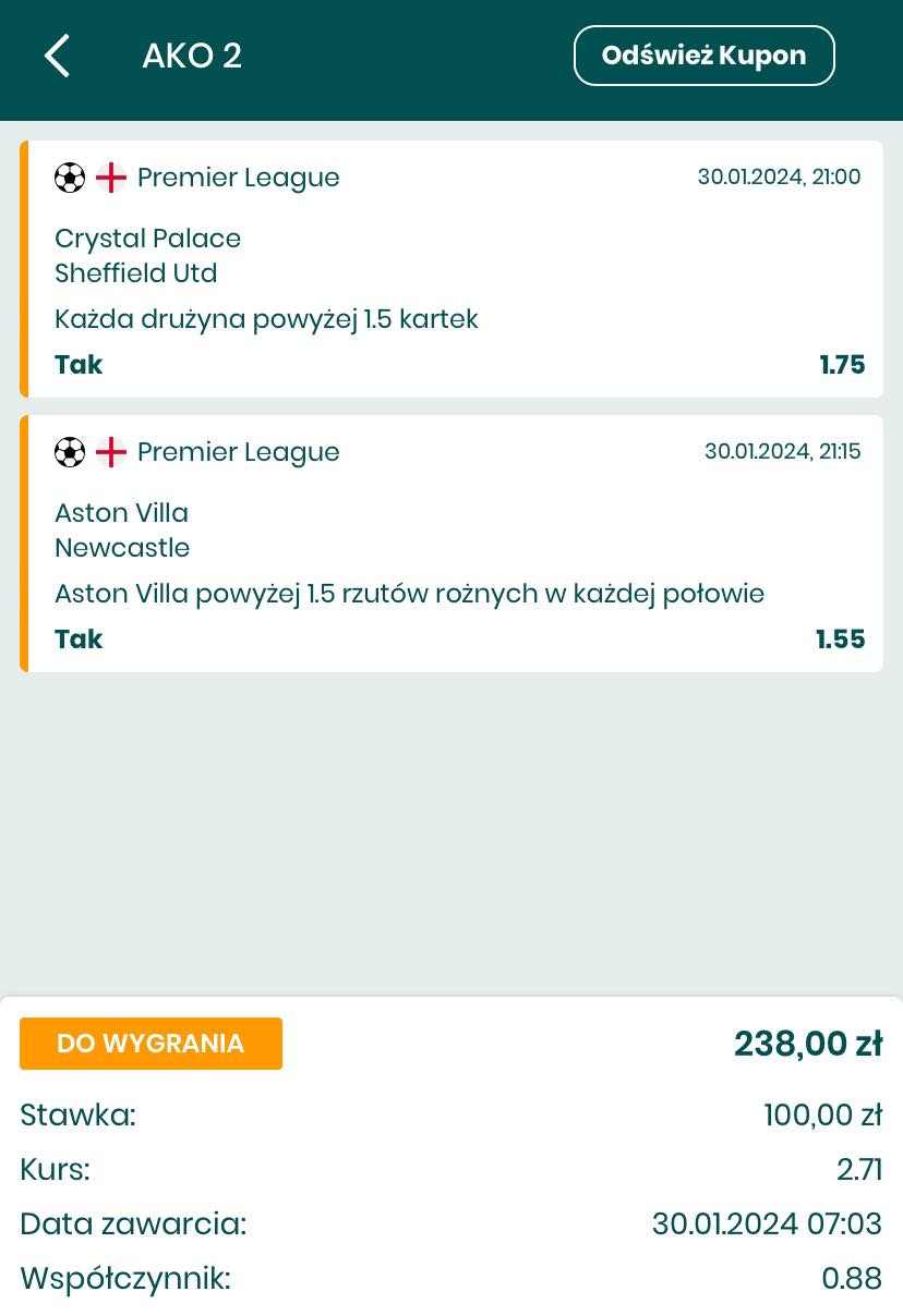 kupon Premier League 30.01. Betfan