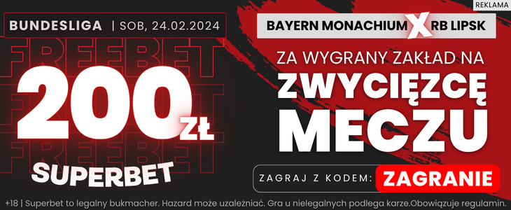 Bonus 200 PLN za wskazanie zwycięzcy meczu Bayern - Lipsk