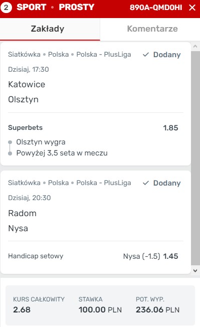 GKS Katowice - AZS Olsztyn, Czarni Radom - PSG Stal Nysa, double, Superbet, kupon, PlusLiga