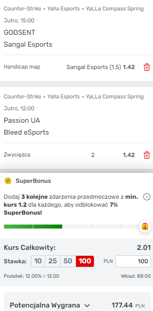 zdjecie na kupon esport 8.02.2024 YaLLa Compass