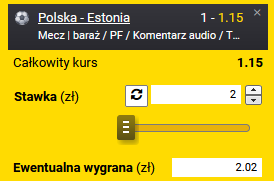 Przykład kuponu Fortuna Polska - Estonia