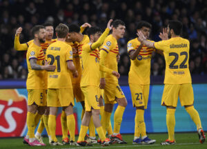Piłkarze Barcelony po zdobyciu gola