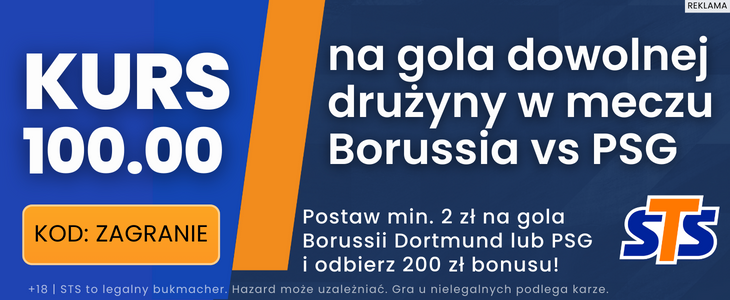 Kurs 100,00 Borussia - PSG STS