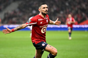 Piłkarz Lille po zdobyciu gola