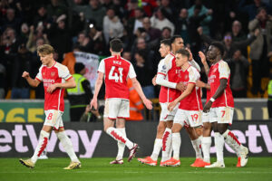 Piłkarze Arsenalu po zdobyciu gola