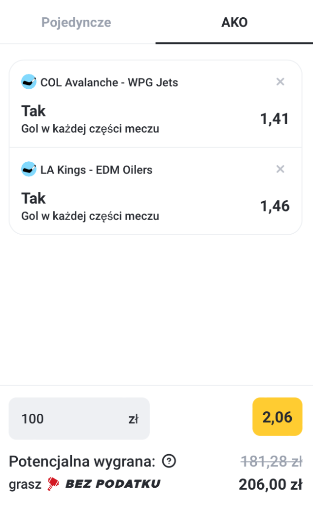 Kupon NHL Betclic