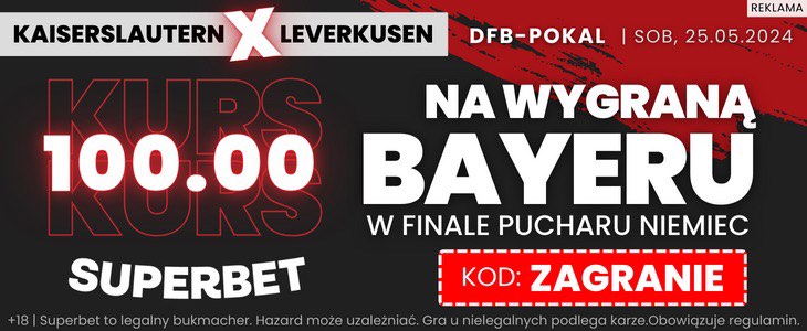 Kurs 100 na wygraną Bayeru Leverkusen