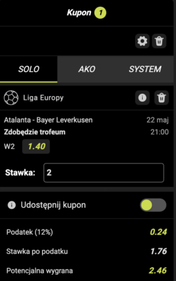 Kupon na zwycięstwo Leverkusen Go+Bet