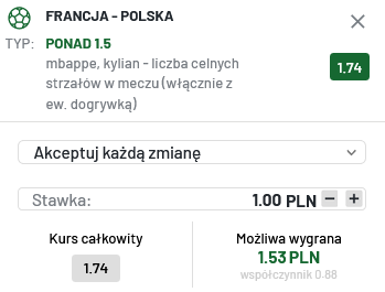 TOTALBET Francja - Polska promocja Mbappe przykładowy kupon