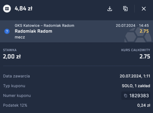 STS kupon promocyjny na GKS Katowice - Radomiak