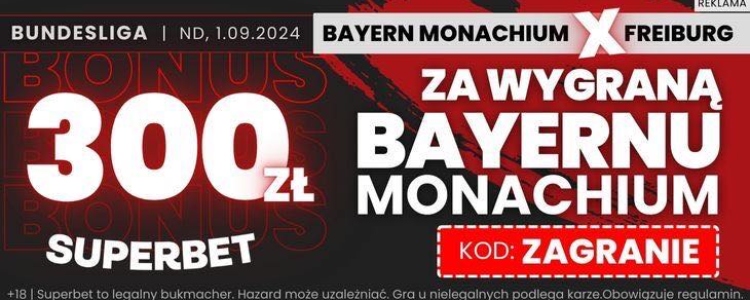 Superbet baner na wygraną Bayernu Monachium