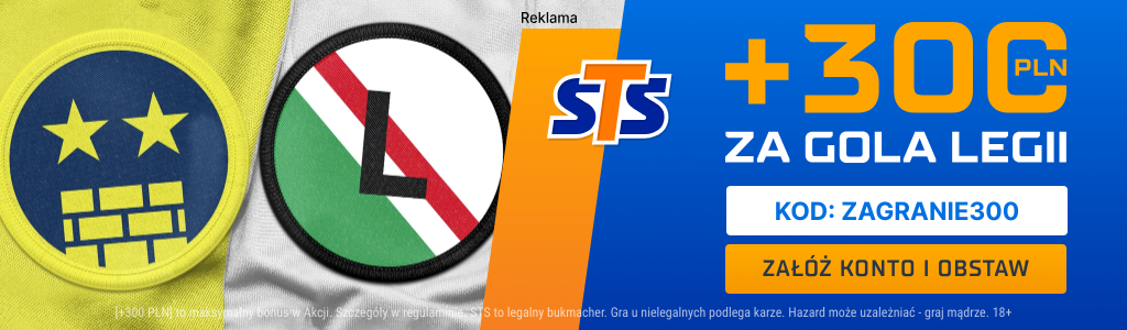 Brondby - Legia 300 PLN bonus STS