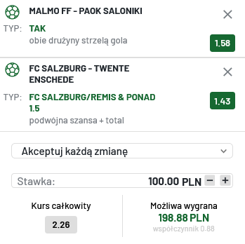 Kupon double el. LM 6 sierpnia TOTALbet