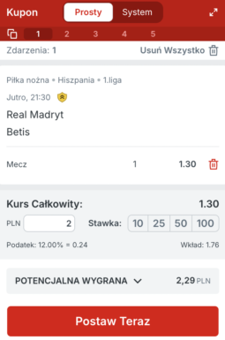 Kupon Superbet na Real Madryt