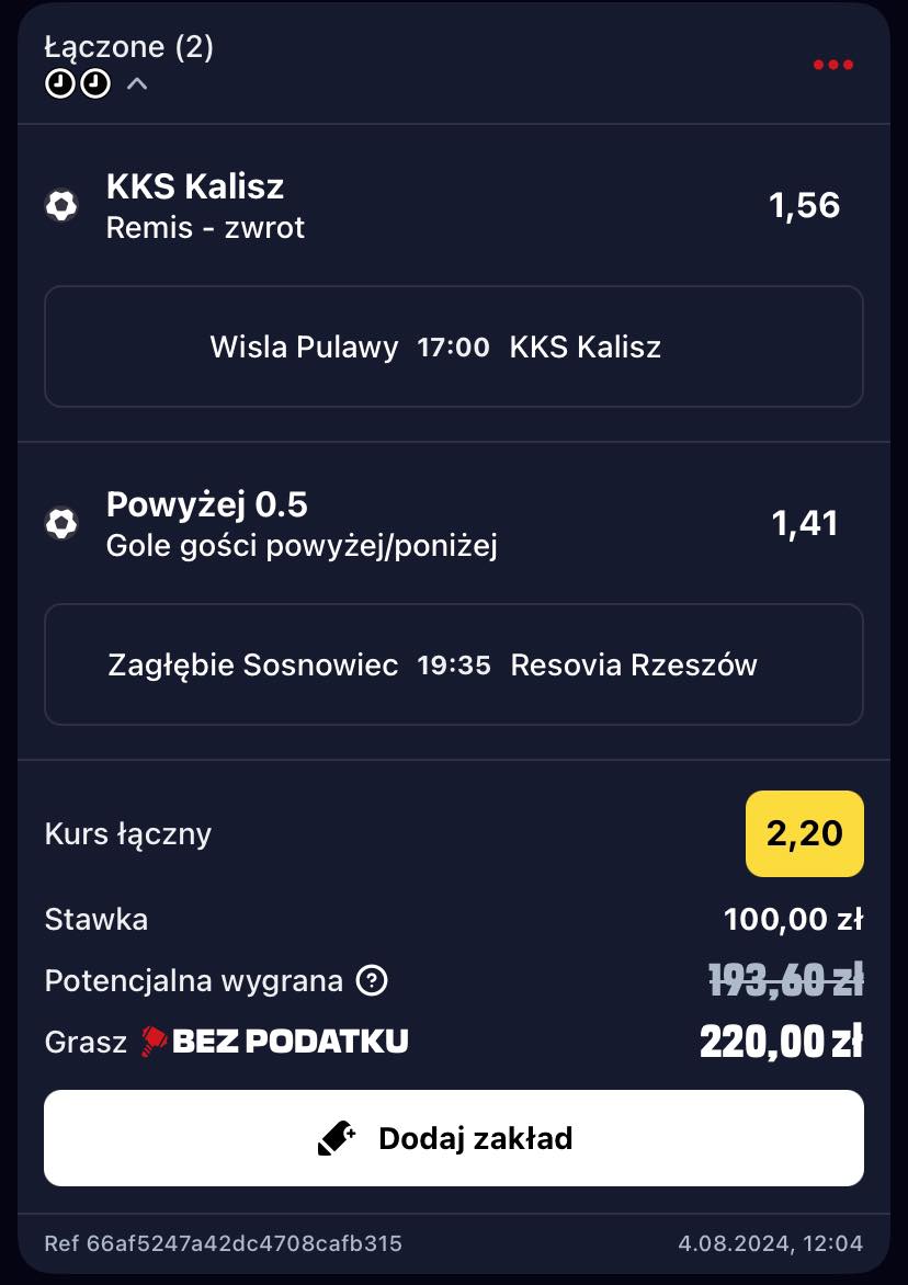 kupon na Betclic 2. Ligę 04.08