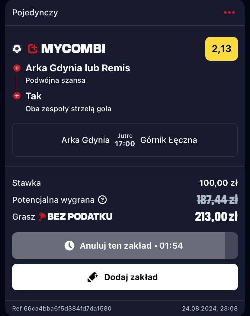 kupon na Betclic 1. Ligę 25.08.