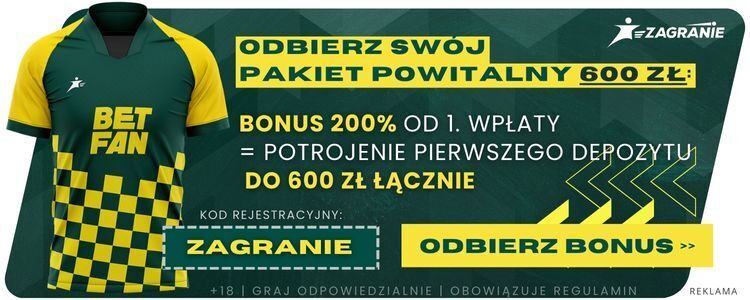 Odbierz swój pakiet powitalny 600 PLN! Bonus 200% od 1.wpłaty = potrojenie pierwszego depozytu do 600 PLN łącznie!