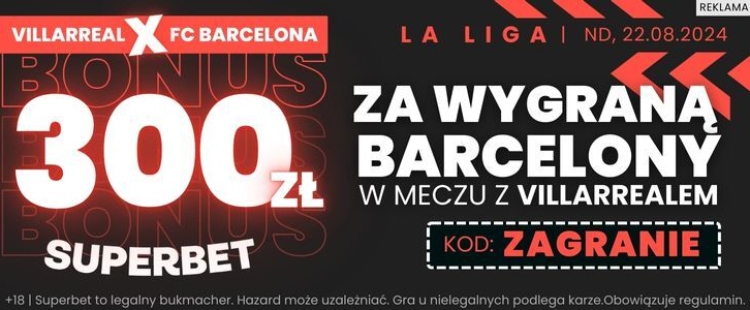 Baner Superbet na wygraną Barcy