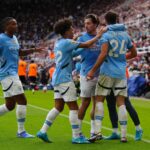 Piłkarze Manchesteru City po strzeleniu gola