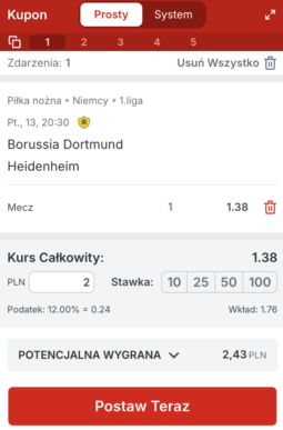 Kupon Superbet na wygraną BVB