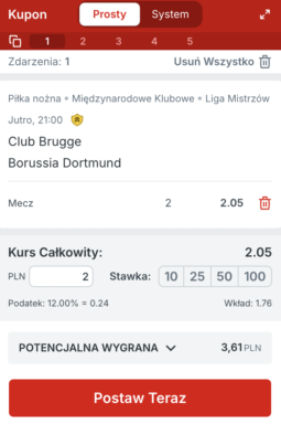 Kupon Superbet na mecz Club Brugge - BVB