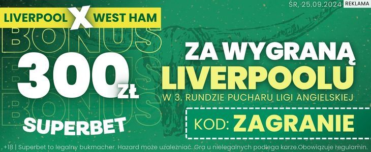 baner na Liverpool - West Ham od Superbet