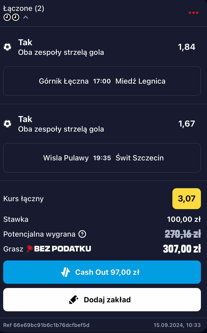 kupon na Betclic 1 i 2 Ligę, 15.09.