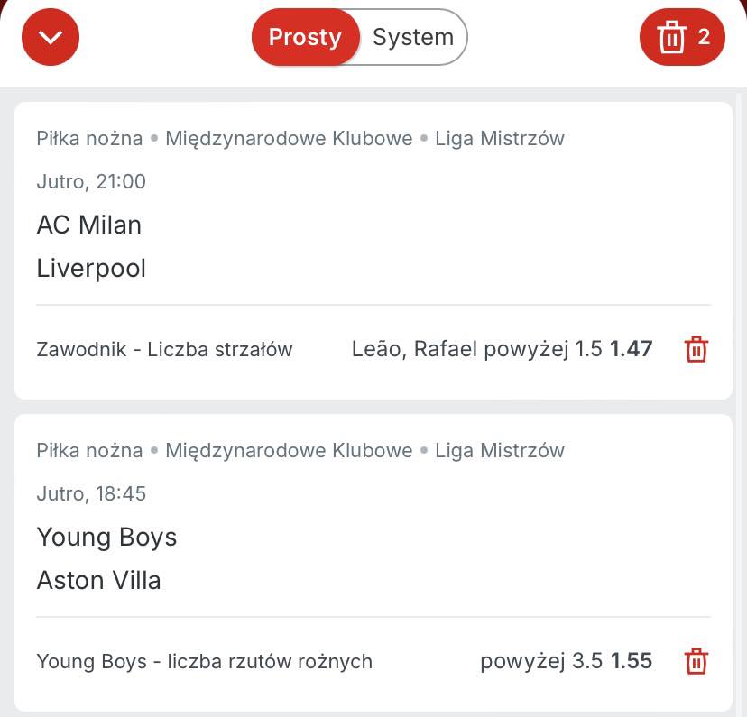 kupon na Ligę Mistrzów 17.09.