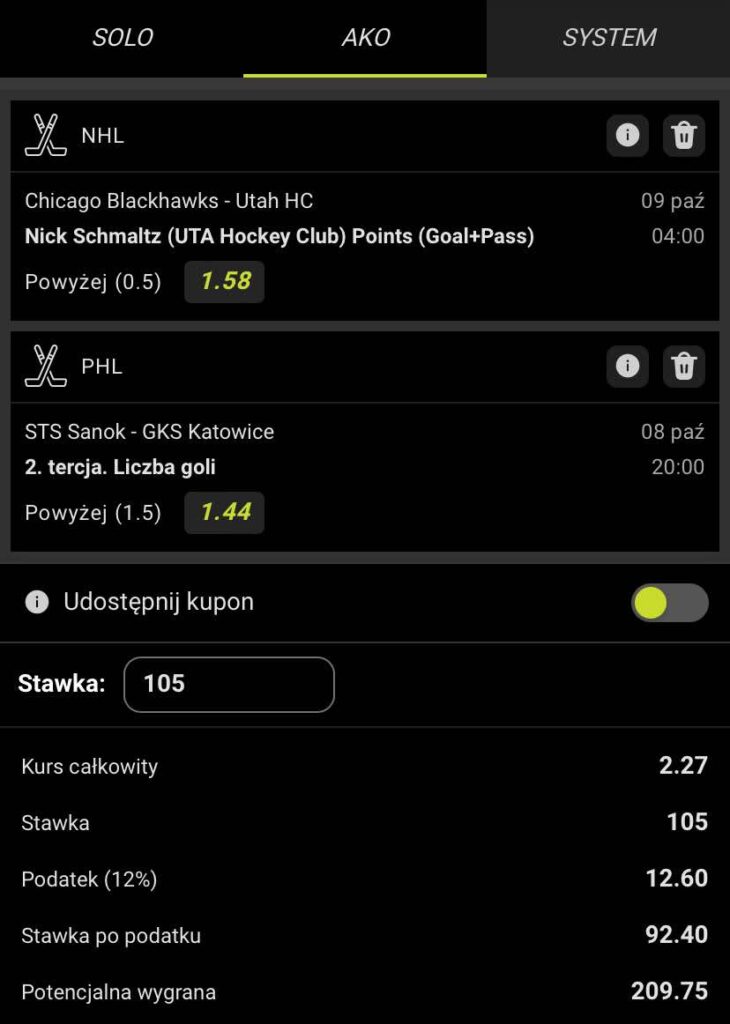 Kupon THL NHL Goplusbet