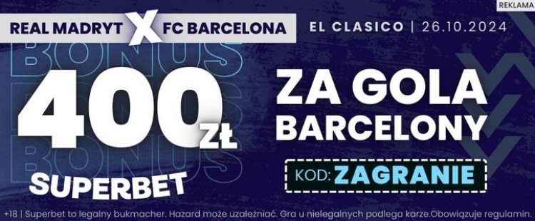 Superbet baner na gola Barcelony z Realem Madryt