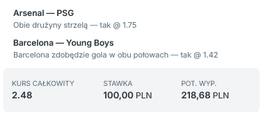 Kupon double Liga Mistrzów 1 października Superbet