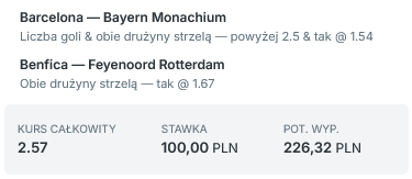 Kupon double Liga Mistrzów 23 października Superbet