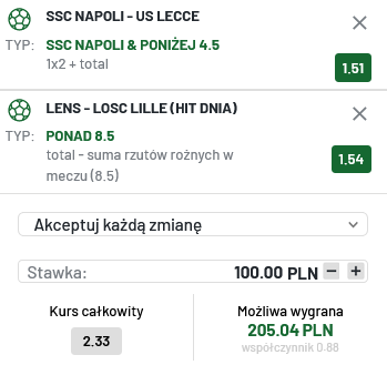 Kupon double Serie A Ligue 1 26 października TOTAbet